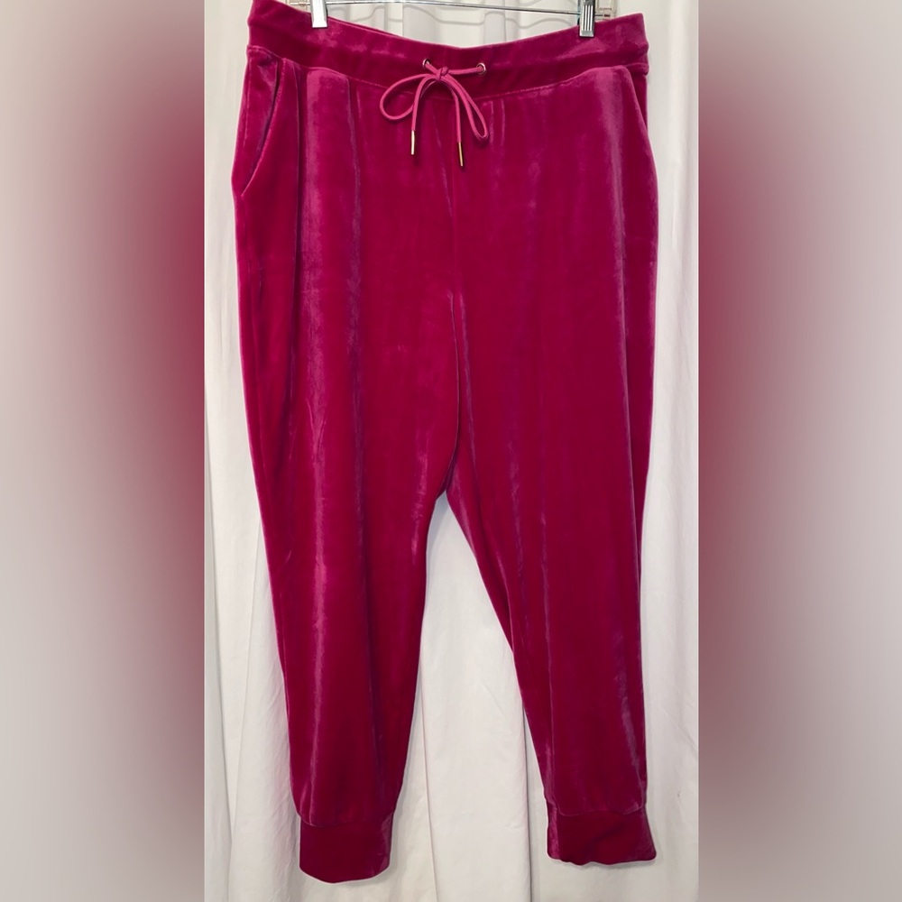 Truth by Republic Raspberry Pink Drawstring Velour Track Jogger Pants Size XL